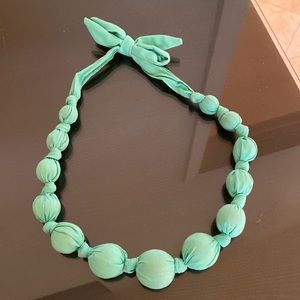Teal Bead & Knotted Fabric Necklace